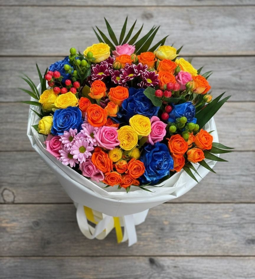 Букет цветов из: Розы и Хризантемы в Рощинском