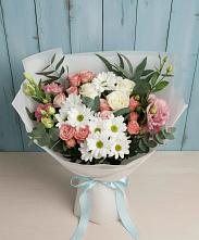 Букет цветов из:  Розы, Лизиантусы и Хризантемы в Рощинском