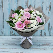 Букет цветов из:  Герберы, Альстромерии и Хризантемы в Рощинском