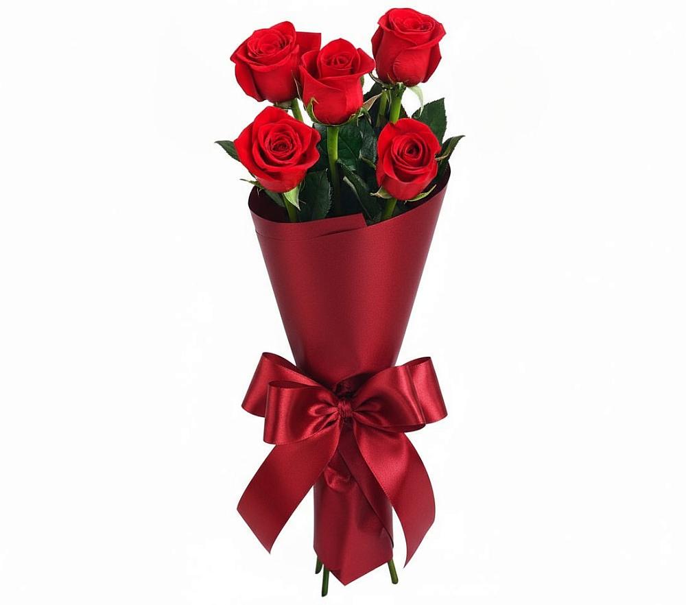 Букет 5 Красных роз Эдлесс Лав в Рощинском