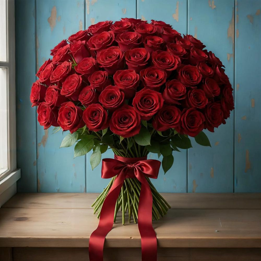 Букет Красные розы Блэк Меджик в Рощинском