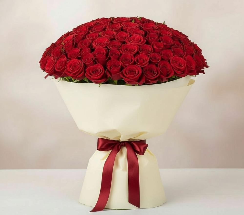 Букет 101 Красная роза Милано в Рощинском