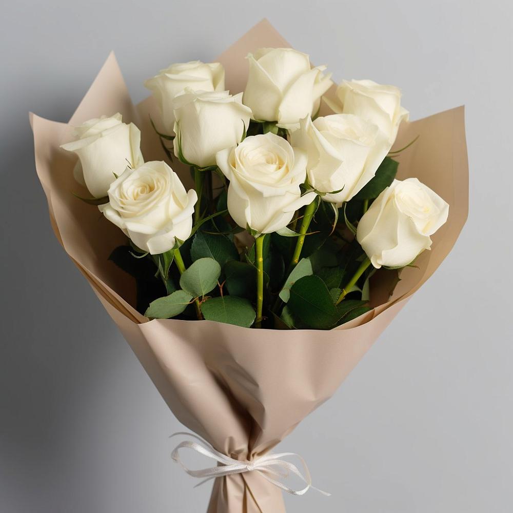 Букет 9 Белых роз Эдлесс Лав в Рощинском