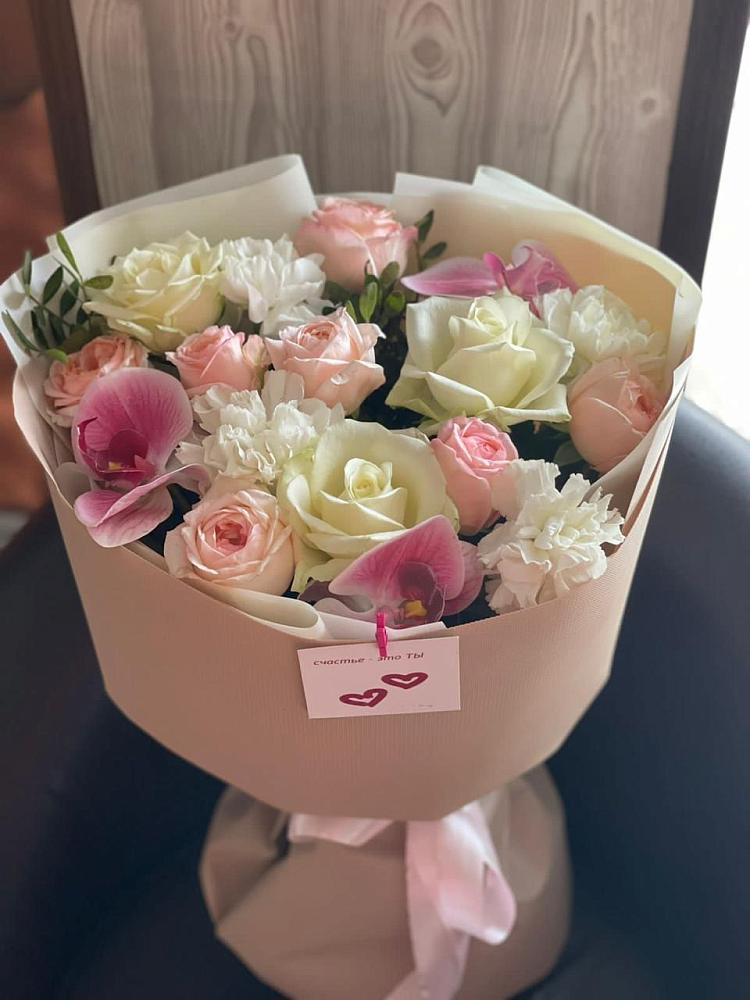 Букет цветов из: Орхидеи, Розы и Гвоздики в Рощинском