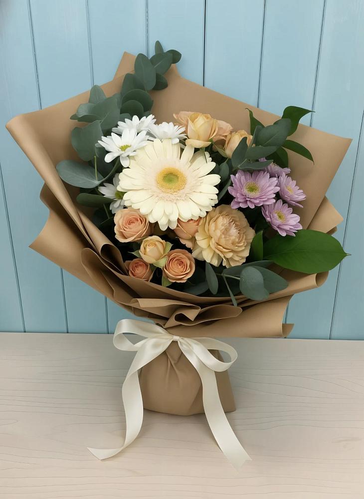 Букет цветов из: Герберы и Хризантемы в Рощинском