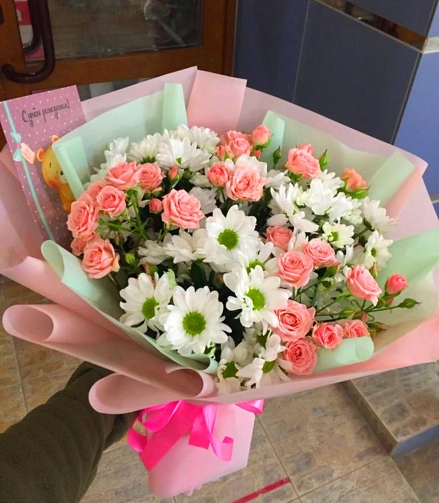 Букет цветов из: Розы и Хризантемы в Рощинском