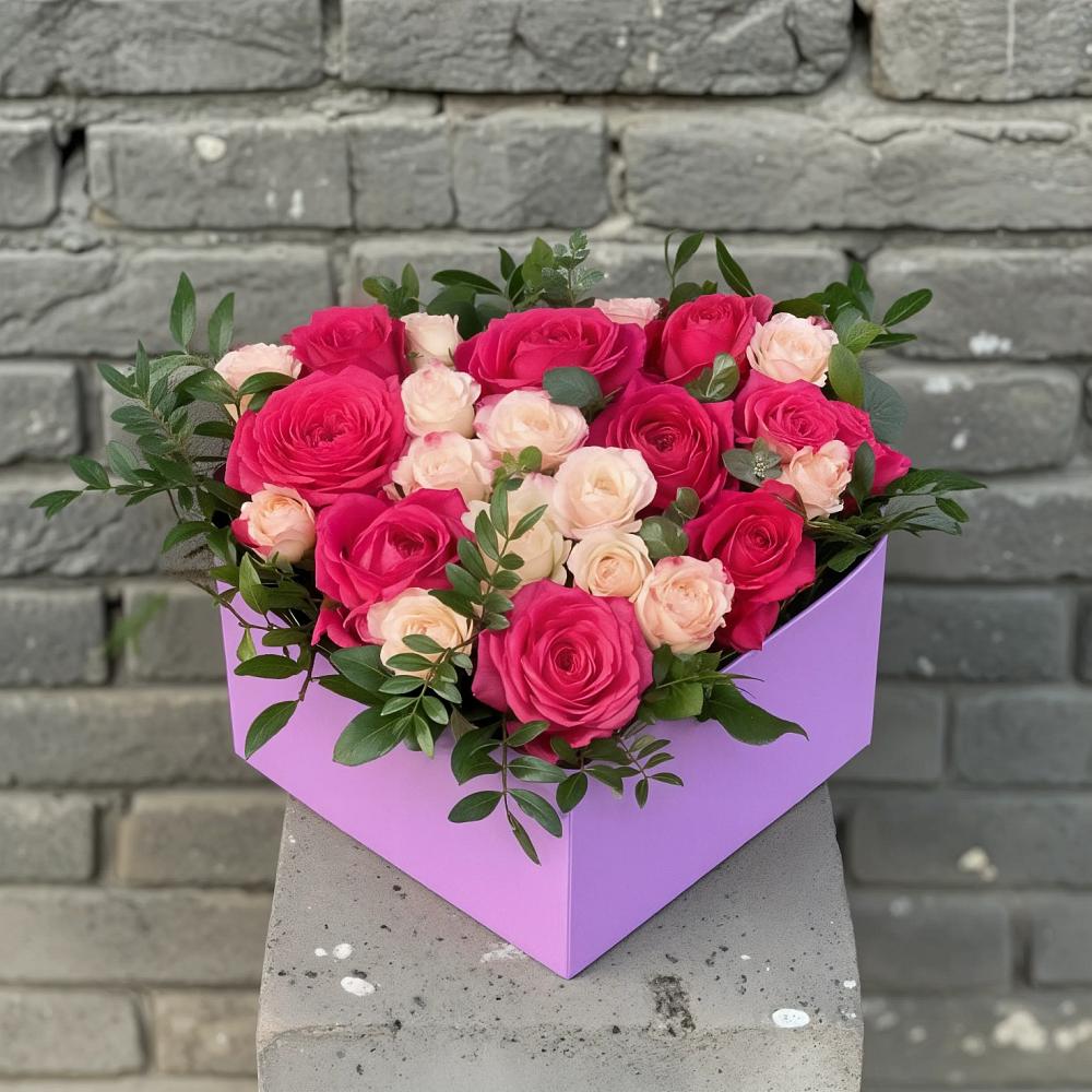 Цветочная композиция из Розы в коробке в Рощинском