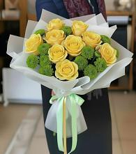 Букет цветов из:  Хризантемы и Розы #REPLACE_PRED# Рощинском