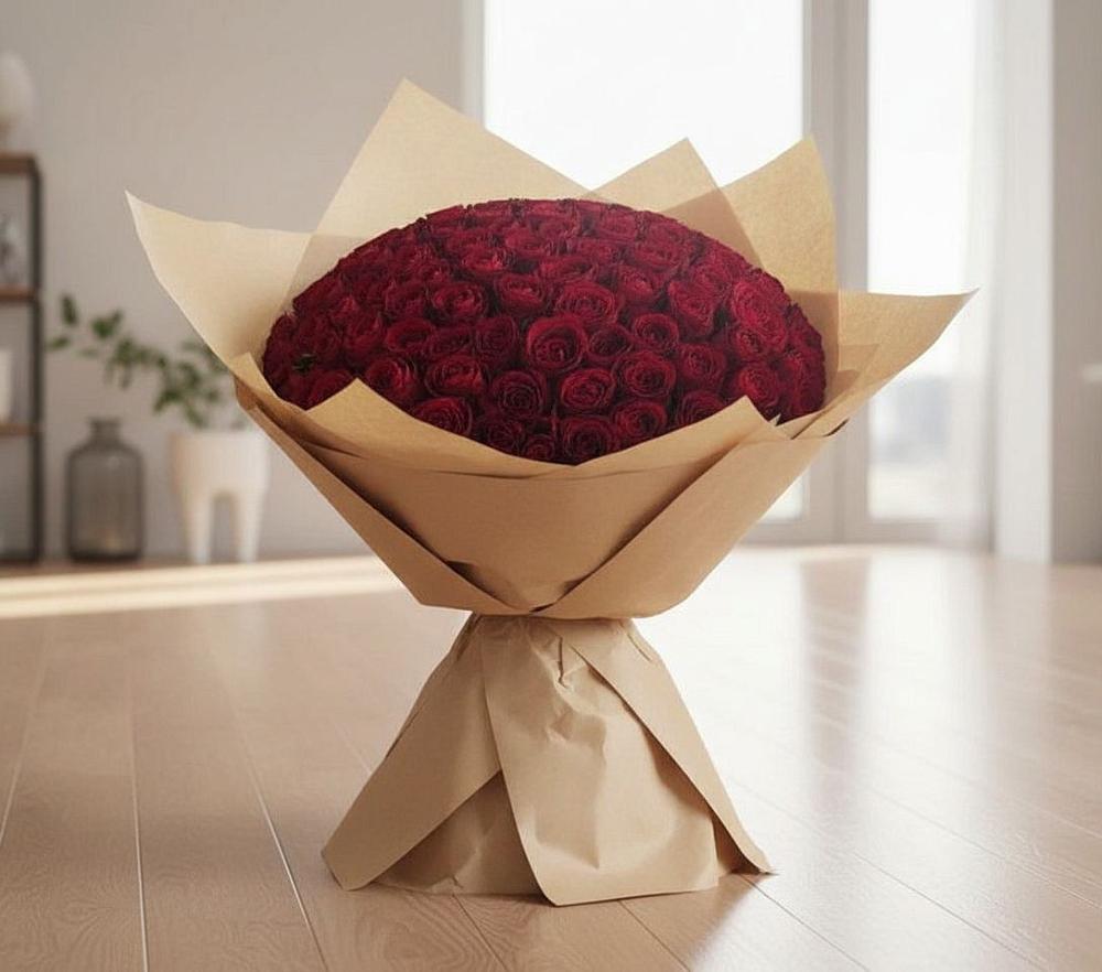 Букет 101 Красная роза в Рощинском