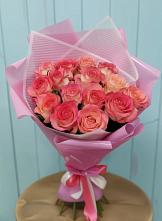 Букет 15 Розовых роз Равель в Рощинском